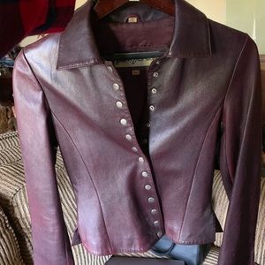 Rem Garson Burgundy Leather Jacket XS